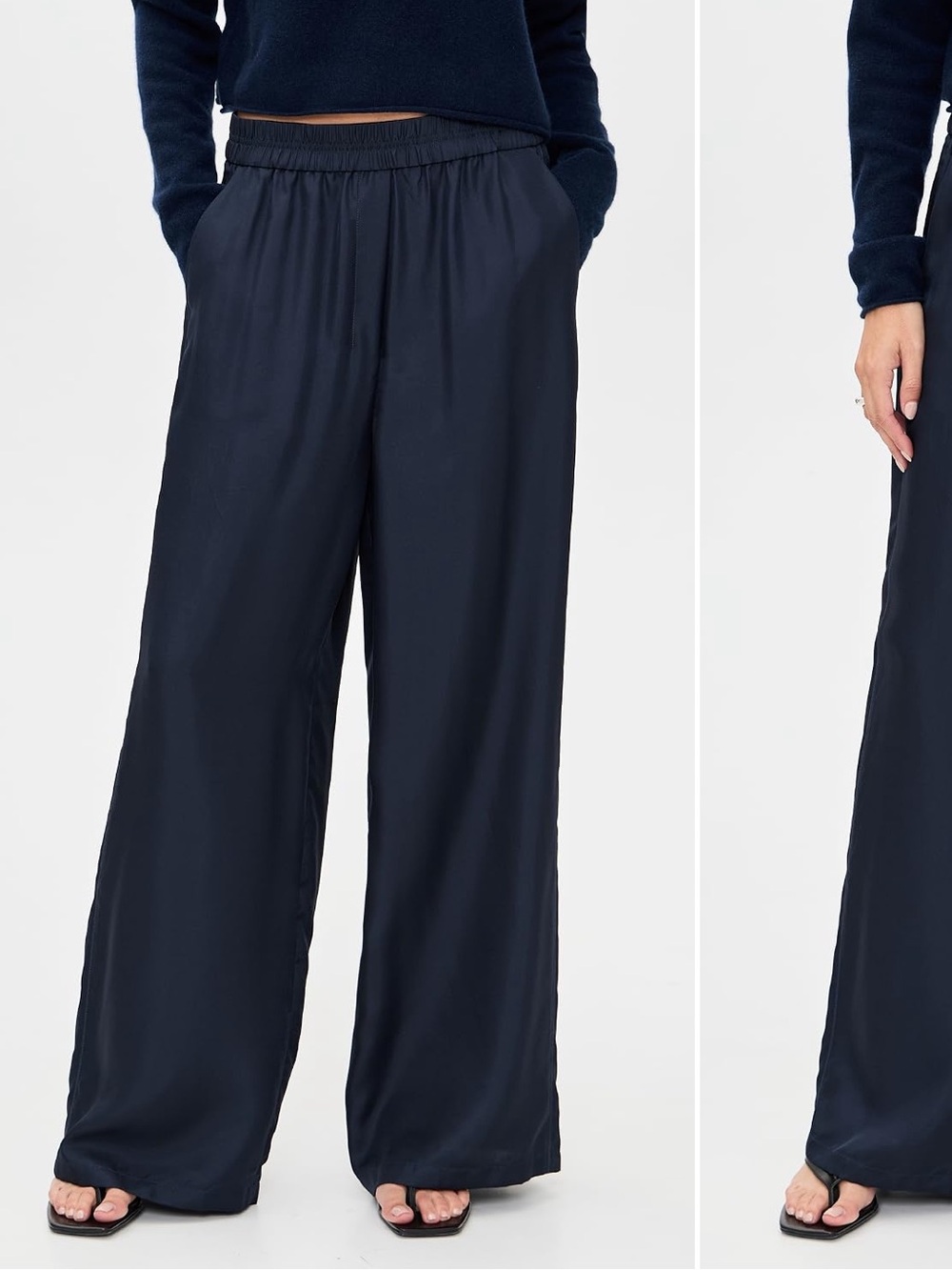 NWOT Theory silk navy pants